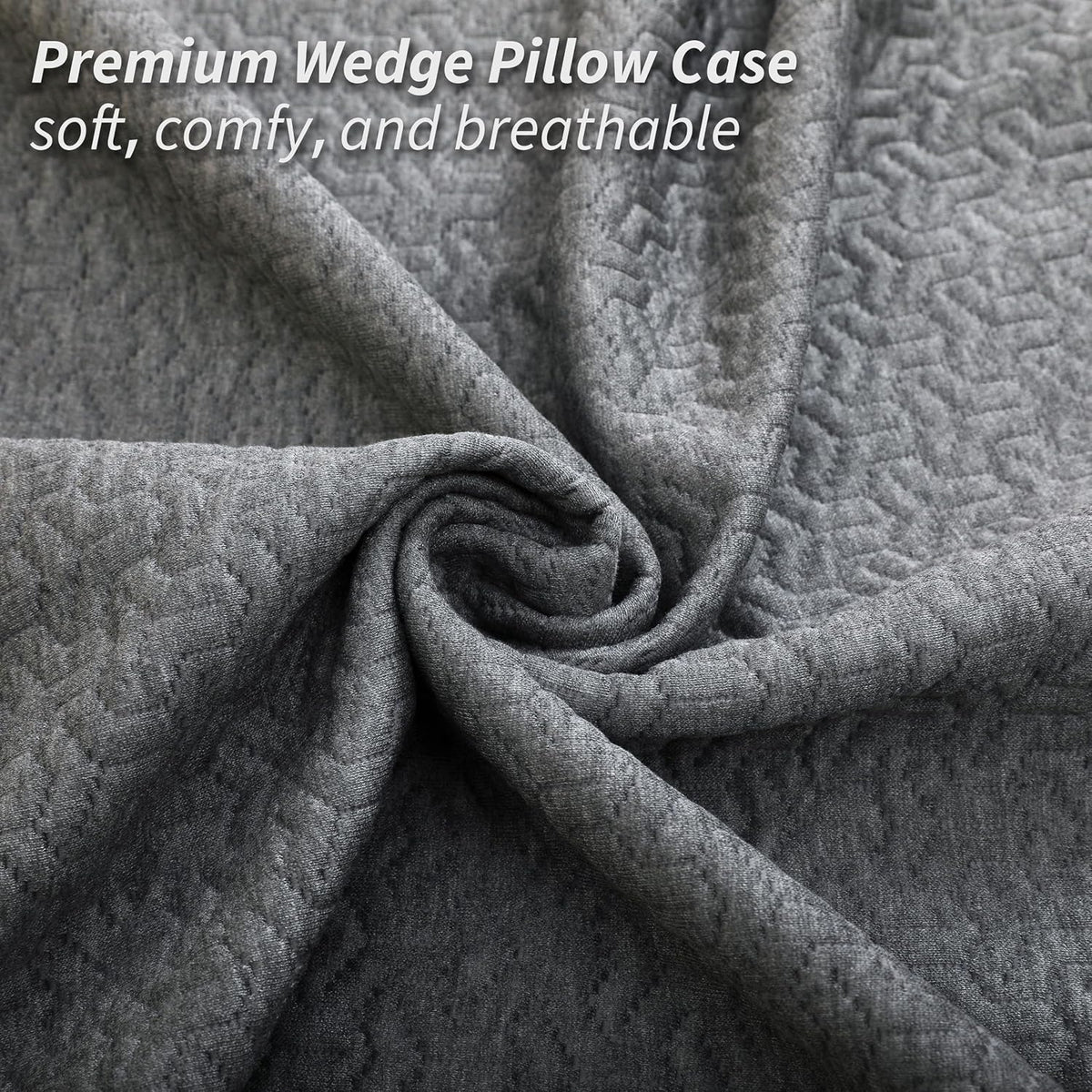 Leg Wedge Pillow Cover 24x21x8 in, Zipper & Pockets, Gray