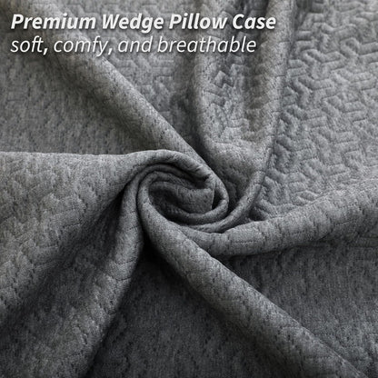 Leg Wedge Pillow Cover 24x21x8 in, Zipper & Pockets, Gray