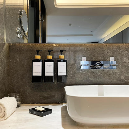Shampoo Dispenser for Shower Wall, Shampoo and Conditioner Dispenser with 16 Waterproof Labels, No Drill Shower Soap Dispenser Bathroom, Shower Soap Dispenser Wall Mounted 3 Chamber, 17oz,Black | Shampoo Dispenser for Shower Wall, Shower Soap Dispenser
