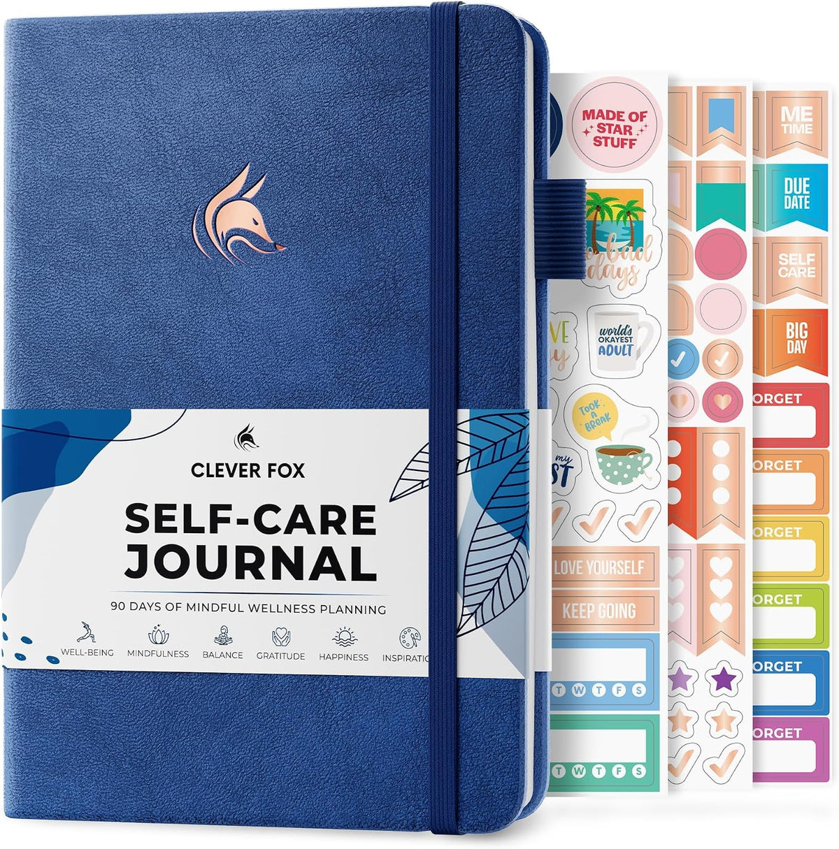 Clever Fox Self-Care Journal for Women, Daily Planner 5.8x8.3 Mystic blue