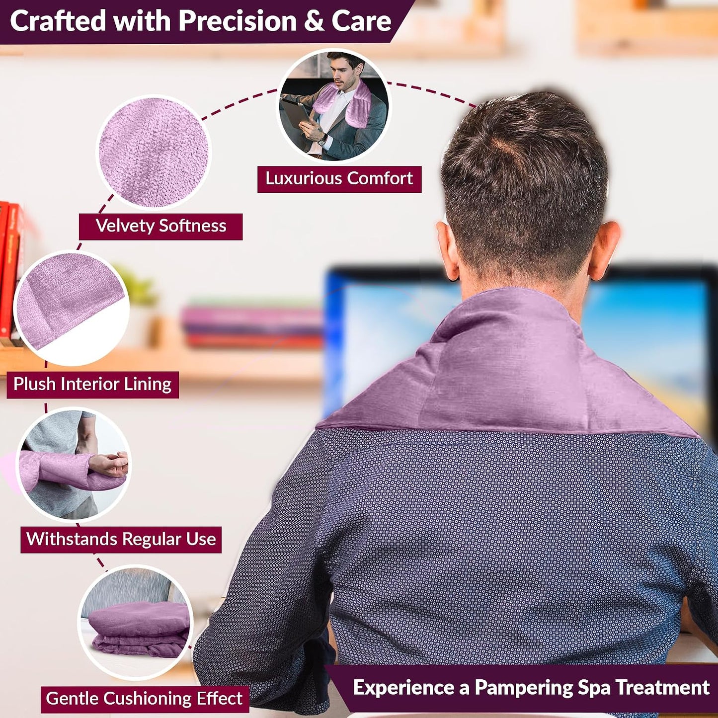 Kozi Neck Heating Pad | Microwaveable Weighted Shoulder Heating Pad | Neck and Shoulder Heating Pad with Clay Beads & Aromatherapy (Khol)