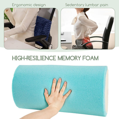 Lumbar Support Pillow for Recliner Chair/Office Chair/Couch, Memory Foam Back Support Cushion with Adjustable Strap, Recliner Cushions for Lower Back Pain Relief, Sleeping, Washable Cover, Beige