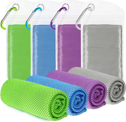 Cooling Towels 8 Pack(40"x12")for Neck and Face, Cooling Neck Wraps for Gym | Sweat wicking, Quick dry, Breathable, Reusable, Absorbent, Cold Towel for Running, Yoga, Travel, Climbing