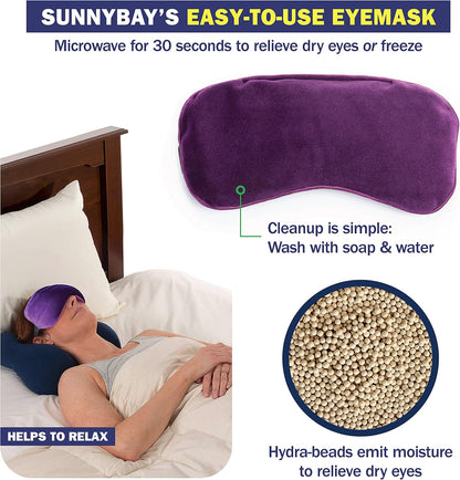 SunnyBay Microwavable Heated Eye Mask, Moist Compress, 7.9x4.3 inch, Purple