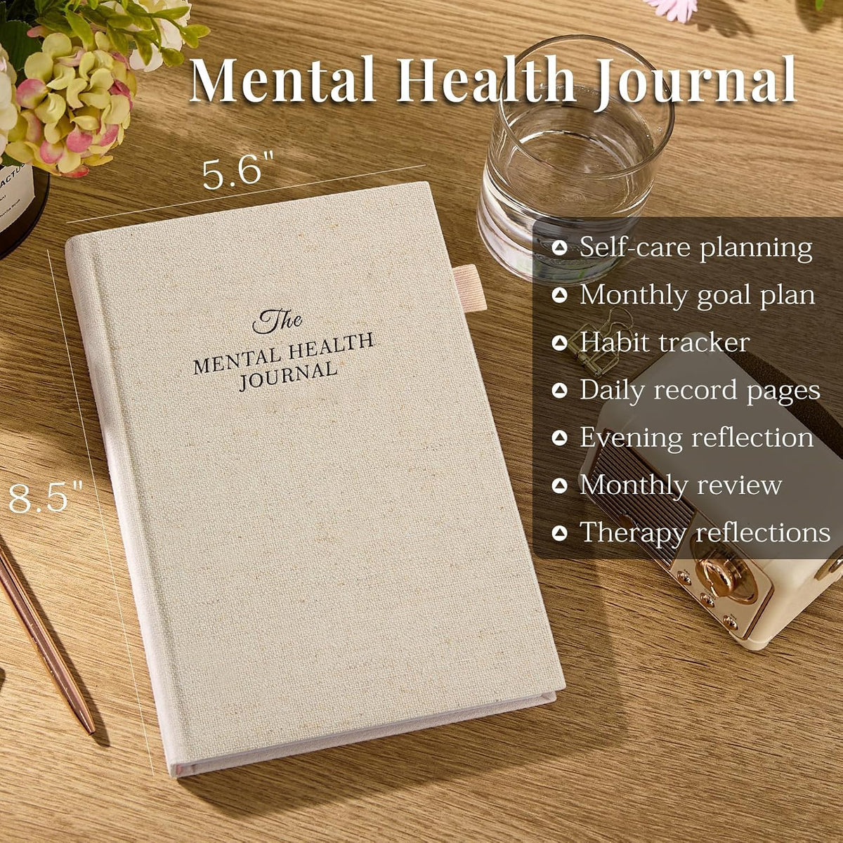 5 MINUTES A DAY Mental Health Journal, 91-Day Guided Journal, Beige