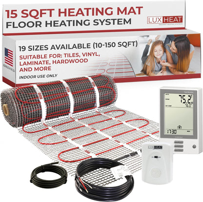 LuxHeat 60 sqft Floor Heat System, Prog Thermostat - 120V Heated Floor Mat