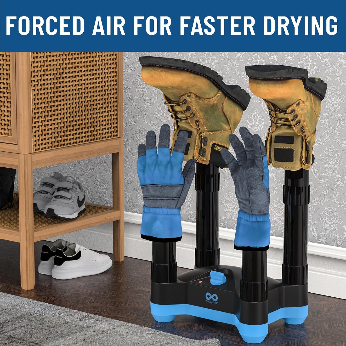Everlasting Comfort Boot Dryer for Work Boots, Quiet Shoe Dryer, Standard | Portable Shoe Dryer, Compact Design, For Boots, Sneakers, Gloves & Winter Gear, Shoe Warmer, Glove Dryer, Everyday Use