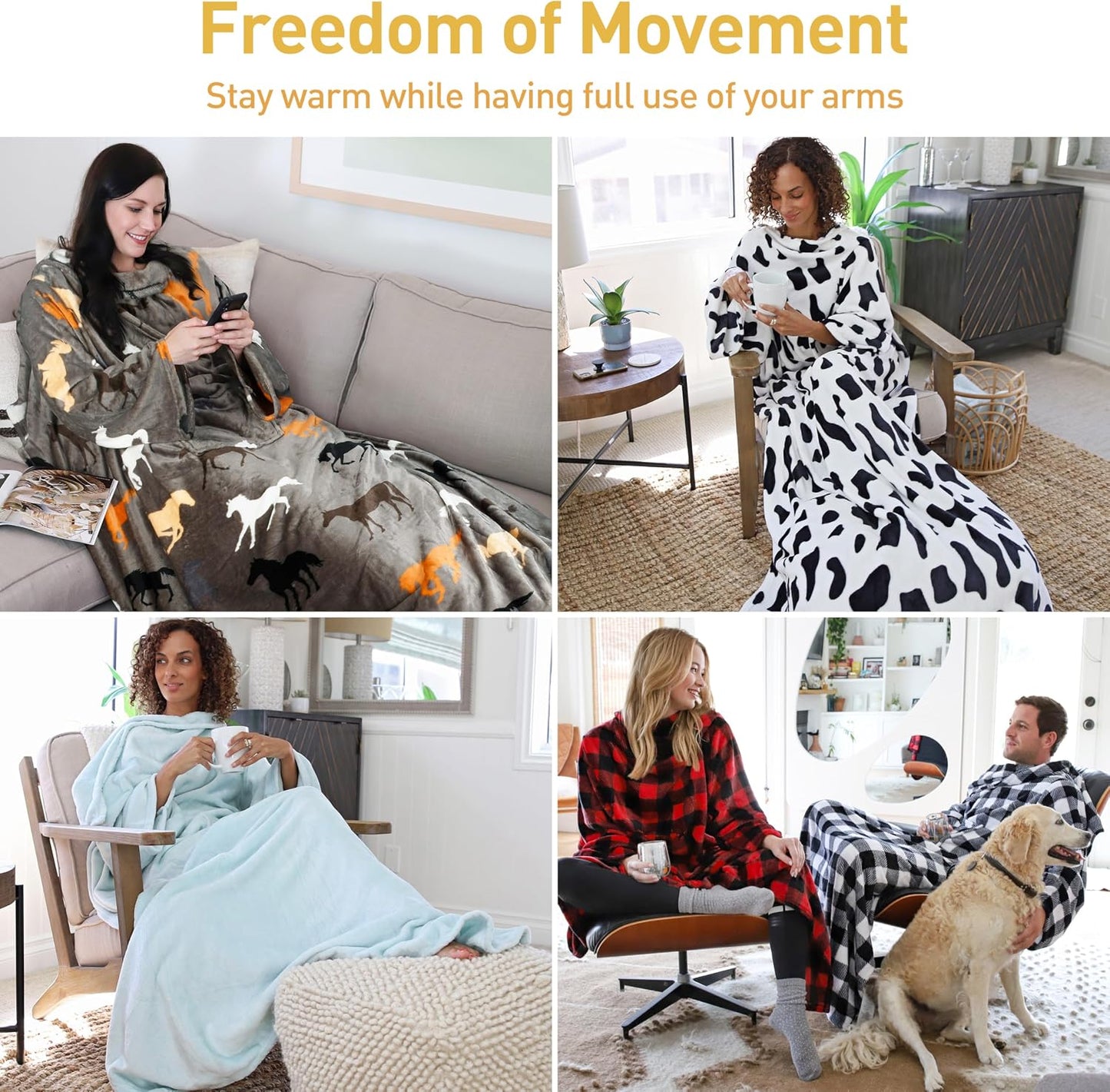 Catalonia Wearable Blanket with Sleeves for Women & Men, Fleece Wrap Throw | Cozy Sleeve Design for Hands-Free Comfort, Perfect for Reading, TV Time & Relaxing, Christmas & Birthday Gift