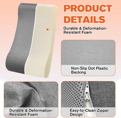 JZHLLA Recliner Neck and Lumbar Support Cushion for Recliner Couch & Glider Chair, Ergonomic S-Shaped Backrest Pillow, Breathable Cotton-Linen Foam, Non-Slip Backing, Removable Cover(Grey)