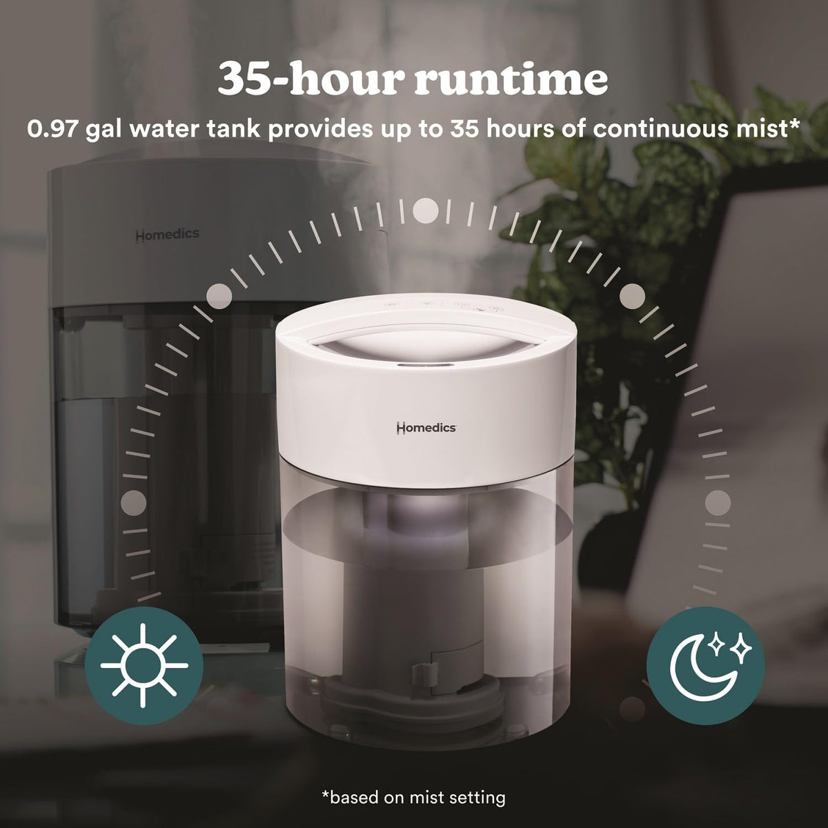 Homedics Cool Mist Humidifiers for Bedroom, Home, Nursery, Office, Plants