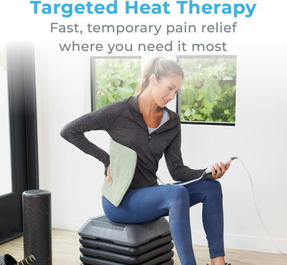 Pure Enrichment PureRelief XL Heating Pad - 12" x 24" Electric Heating Pad for Back Pain & Cramps, 6 Heat Settings, FSA/HSA Eligible, Soft Machine Wash Fabric, Auto-Off & Moist Heat (Zen Green)