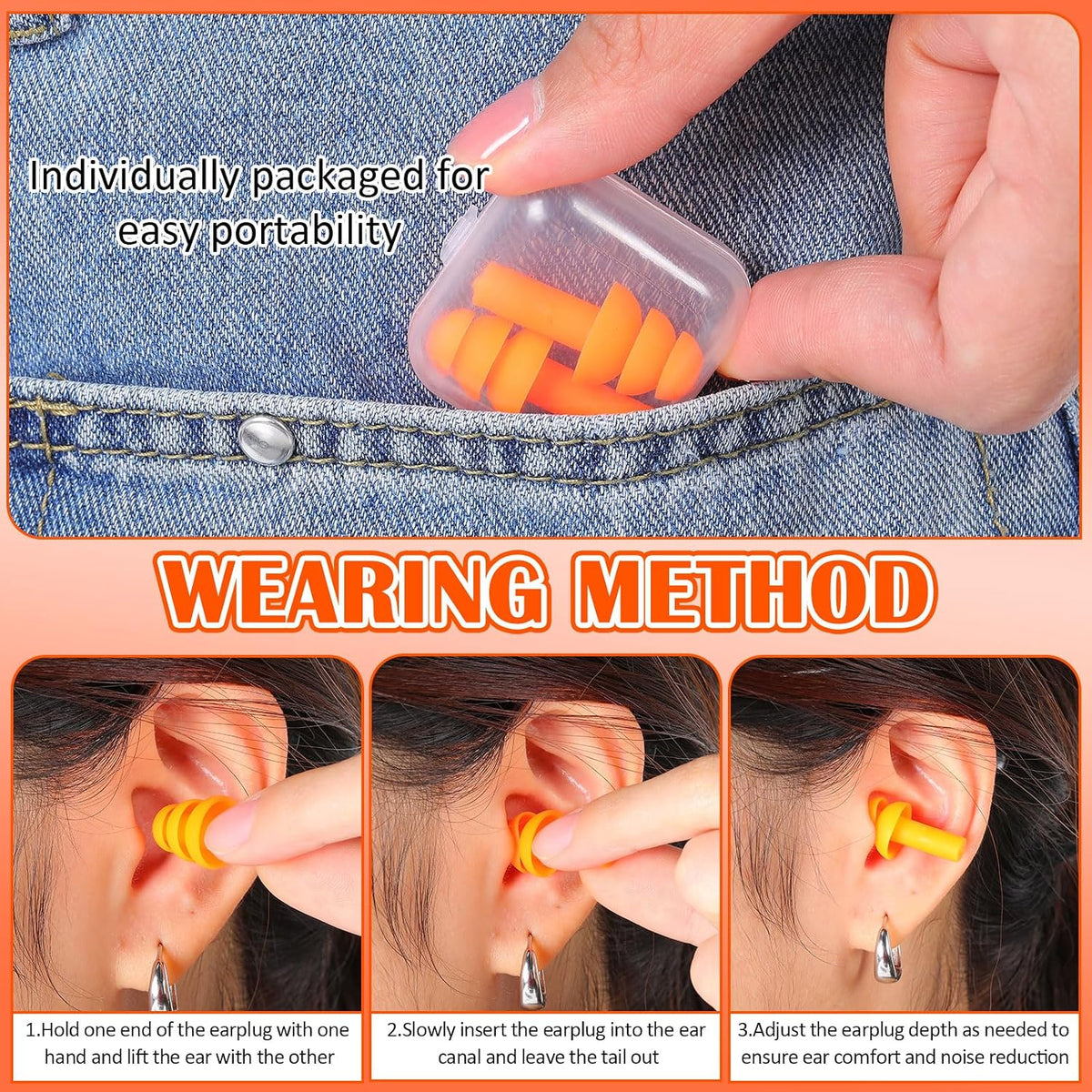 Trelaco 100 Pairs Silicone Ear Plugs Bulk with Case Nrr 29db, Black