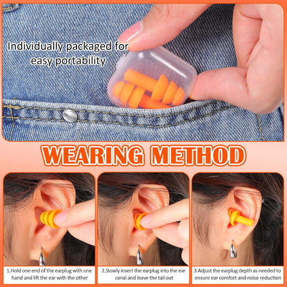 Trelaco 100 Pairs Silicone Ear Plugs Bulk with Case Nrr 29db, Black