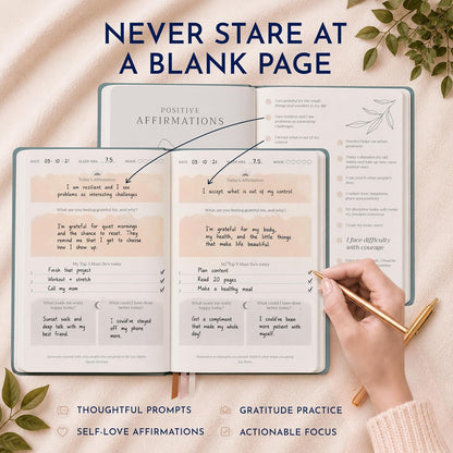 Premium Gratitude Journal for Men – 6 Month Guided Daily Prompts, Habit Tracker – Hardcover, 249 Pages, Lay Flat, 100gsm Paper – Mens Mindfulness Gifts, Mental Health, Self Mastery, Gift Boxed