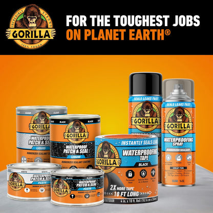 GORILLA Waterproofing Tape, Permanent, White, 4" x 10 | Weather Resistant for Leaks and Repairs, Conforms to All Surfaces, UV and Moisture Resistant Backing