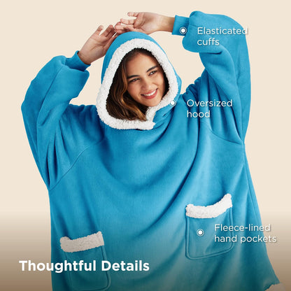 Bedsure Wearable Blanket Sherpa Hoodie Gifts, Sweatshirt, Grey, Standard