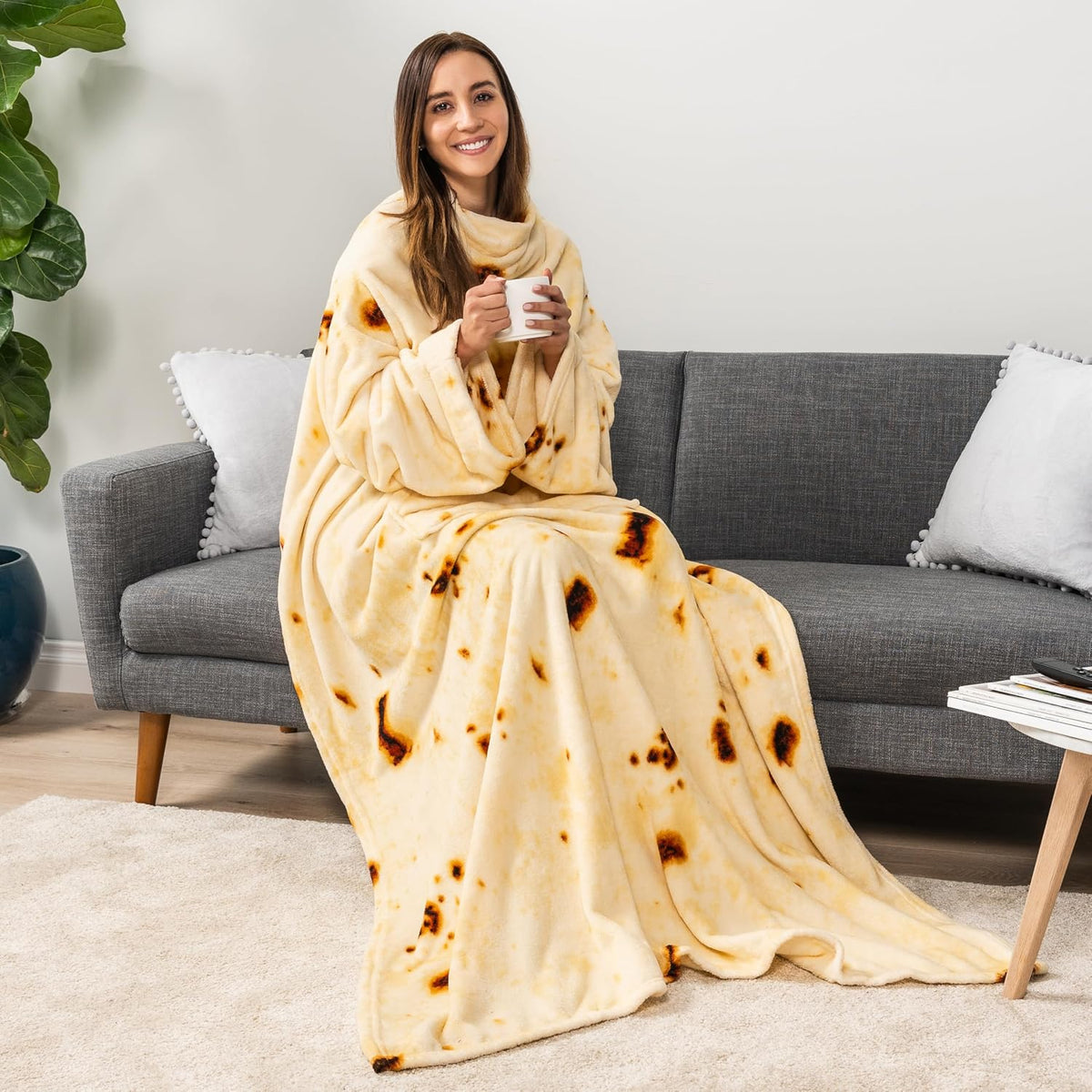 PAVILIA Blanket with Sleeves for Adult Women Men, Soft Warm Wearable Blanket Fleece Wrap Throw, Robe Blanket Gift
