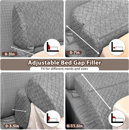4 Modes Pillow Wedge for Headboard Gap, Foldable Bed Wedge Pillow, Bed Gap Filler King Size Fill The Gap (0-7"), Mattress Gap Filler Long Pillow Between Headboard and Mattress