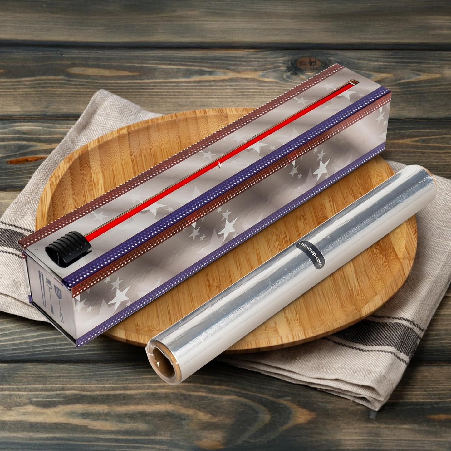 ChicWrap Carrara Marble Aluminum Foil Dispenser - Includes 12"x30' roll | Reusable Aluminum Foil Dispenser with Four Non-Slip Rubber Feet