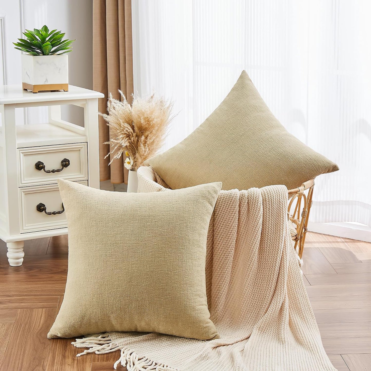 GAWAMAY Lumbar Support Pillow Decorative Rectangle Throw Pillow Covers 12"x20" Inch Set of 2, Soft Chenille Fall Pillowcase for Living Room Bedroom Sofa Couch Cushion Cover Grey 30x50cm (No Insert)