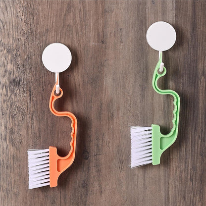 Slick- Window Track Cleaning Brush, 2 Pack, Yellow/Purple Ergonomic Handle, Built-in Scraper, Multipurpose, Window Track Cleaning Tools