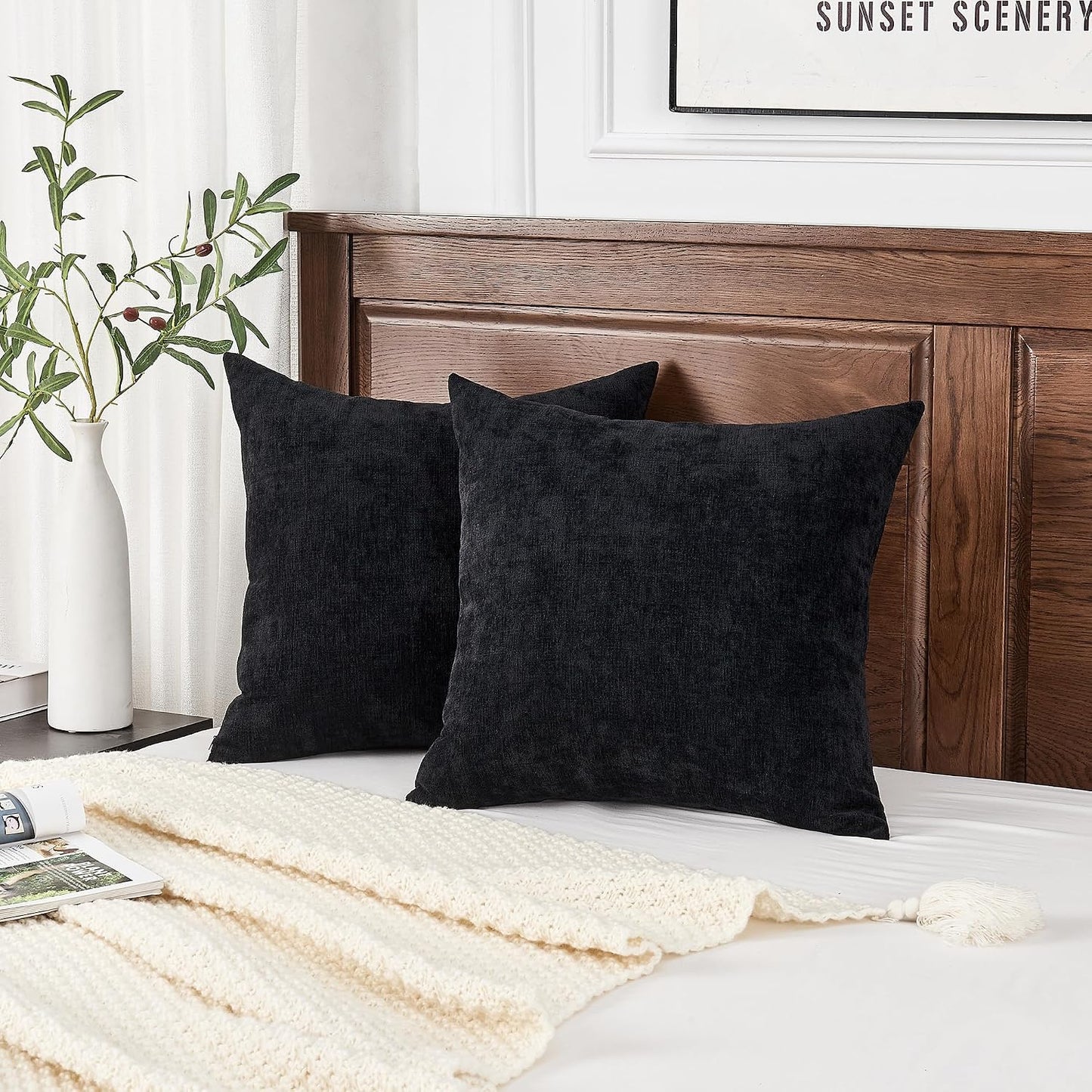 GAWAMAY Lumbar Support Pillow Decorative Rectangle Throw Pillow Covers 12"x20" Inch Set of 2, Soft Chenille Fall Pillowcase for Living Room Bedroom Sofa Couch Cushion Cover Grey 30x50cm (No Insert)