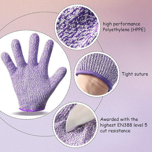 Geyoga 4 Pairs Kids Cut Resistant Gloves Level 5 Safe Gloves Protection | Ideal for Oyster Shucking, Garden Chores, Kitchen Prep and Handmade Craft DIY Projects