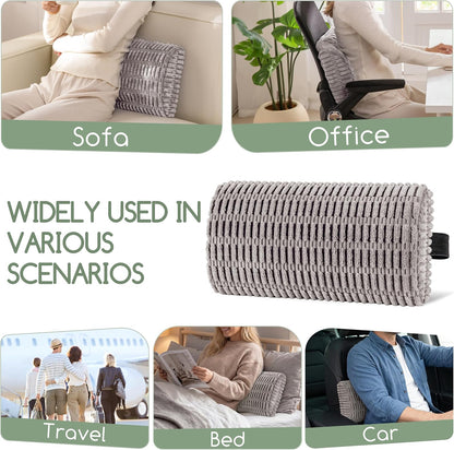 Lumbar Support Pillow for Recliner Chair/Office Chair/Couch, Memory Foam Back Support Cushion with Adjustable Strap, Recliner Cushions for Lower Back Pain Relief, Sleeping, Washable Cover, Beige