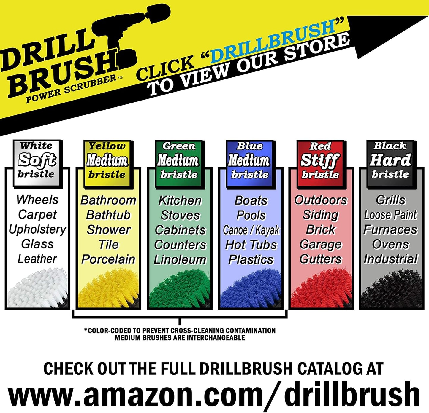 Ultra Stiff Drill Powered Cleaning Brush Set - BBQ Grill Brush - No Wires | Heavy Duty Industrial Stripping - Cordless Drill Power Scrubber Grill Brush for Household Cleaning Supplies - Rust Remover