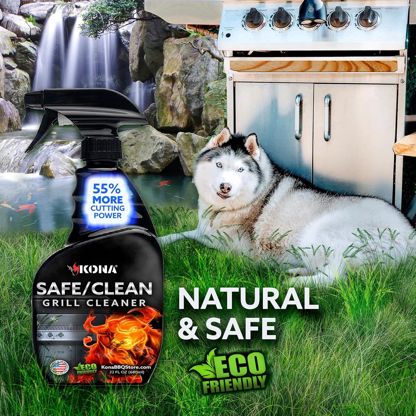 Kona Professional Grade Grill Cleaner Spray, 23 oz - Heavy-Duty Degreaser | Heavy-duty kitchen and BBQ degreaser spray, cuts grease on grates, ovens, and stovetops, 23 oz