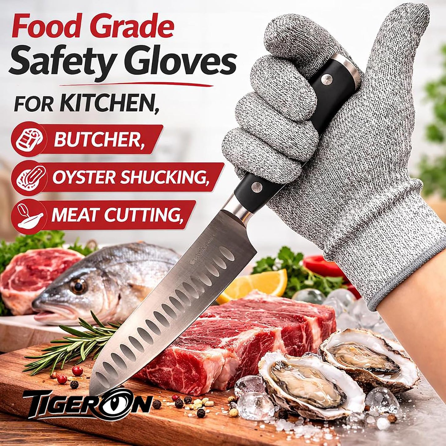 Cut Resistant Gloves, Cut Level 5 Protection, Food Grade Safety Gloves for Kitchen, Butcher, Meat Cutting