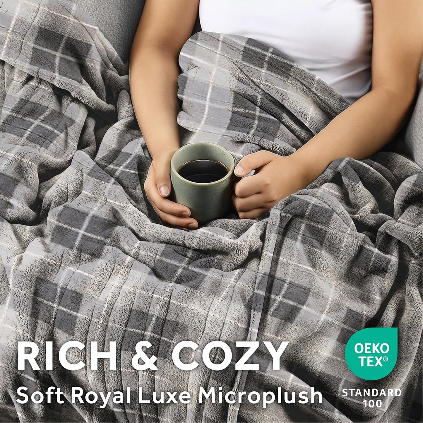 Sunbeam Electric Throw Royal Luxe Microplush Heated Blanket, 4 Heat Settings, 4-Hour Auto Shut-Off, Fast Heating, Warm and Cozy, Walnut Color, 50" x 60"