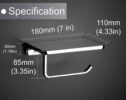 Linkaa Bronze Toilet Paper Holder with Shelf Oil Rubbed Bronze,Wall Mount | Toilet Tissue Roll Holder Dispenser with Phone Shelf Storage holder for Bathroom Kitchen丨Heavy Duty Zinc Alloy Material