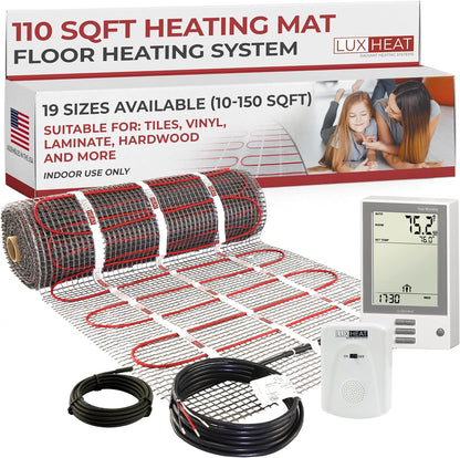 LuxHeat 60 sqft Floor Heat System, Prog Thermostat - 120V Heated Floor Mat