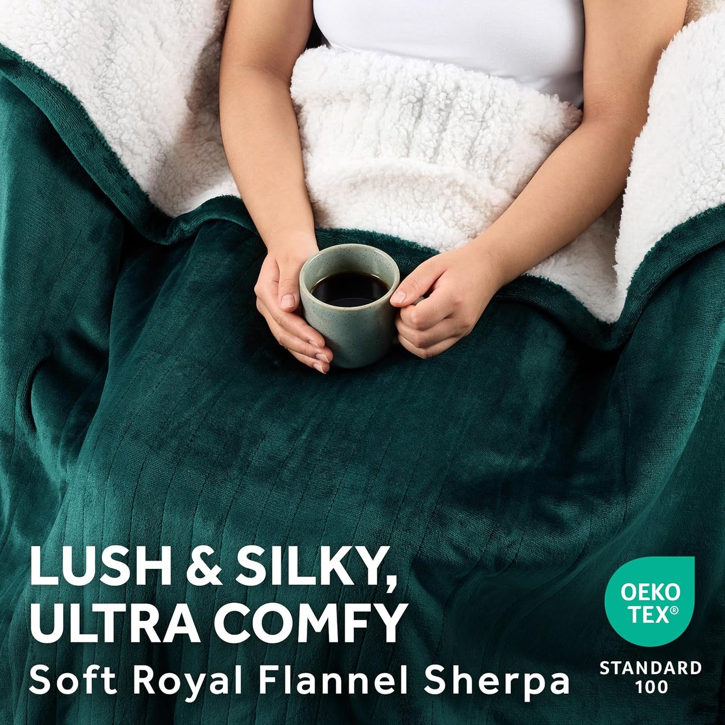 Sunbeam Electric Throw Royal Mink Sherpa Heated Blanket, 4 Heat Settings, 4-Hour Auto Shut-Off, Fast Heating, Luxurious and Ultra Comfy, Cabernet Color, 50" x 60"