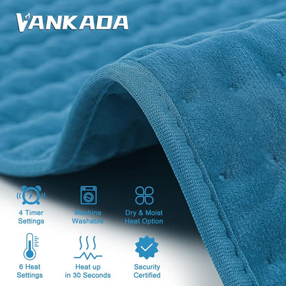 Heating Pad Electric Heat Pad, Hot Heated Pad,Multiple Temp and Timer Settings,Suitable for Shoulders, Neck, arms, Abdomen, Back, Legs, etc. (Gray Green, 24"X12")