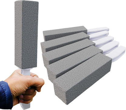 Non-Toxic, Chemical-Free Grey Pumice Scrubber 2 Pk with Handle. Perfect Reusable Cleaning Block for Kitchen, Cookware, Grills, BBQs and Bathrooms. Best Cleaner for Rust Stains, Carbon, or Calcium