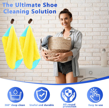 Reusable Shoe Washing Bag, 2-Pack Chenille Laundry Bag for Washer & Dryer. | Soft chenille fibers help deep clean sneakers while the hidden zipper keeps shoes secure and helps protect your washer.