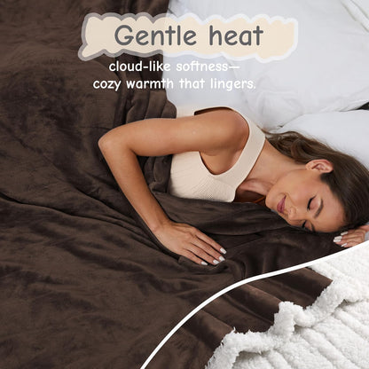 Soypipo Electric Heated Throw Blanket 50"x60", Faux Fur Plush with 4 Heat Settings & 2/4/8/10H Auto Shut-Off, Overheat Protection, Machine Washable, for Office & Chair, Dark Grey