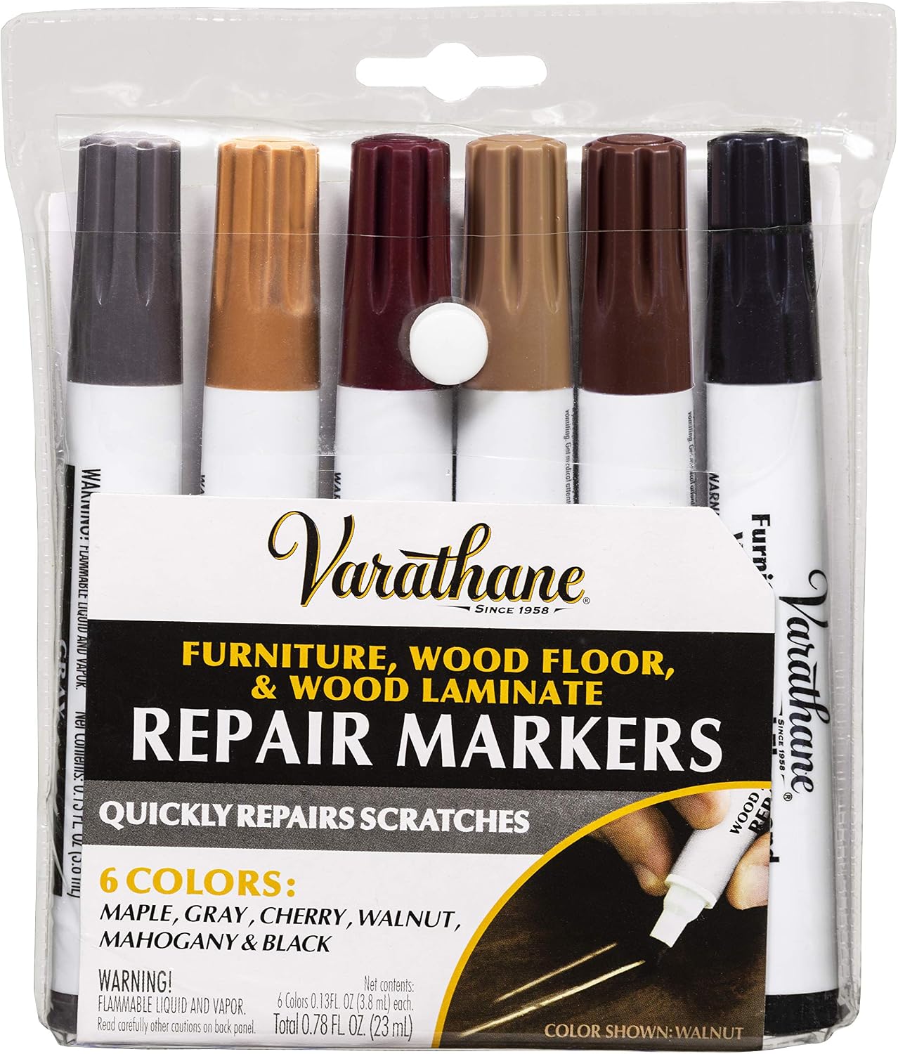 Varathane 347840 Wood Stain Repair Marker Kit, Assorted Warm Tones