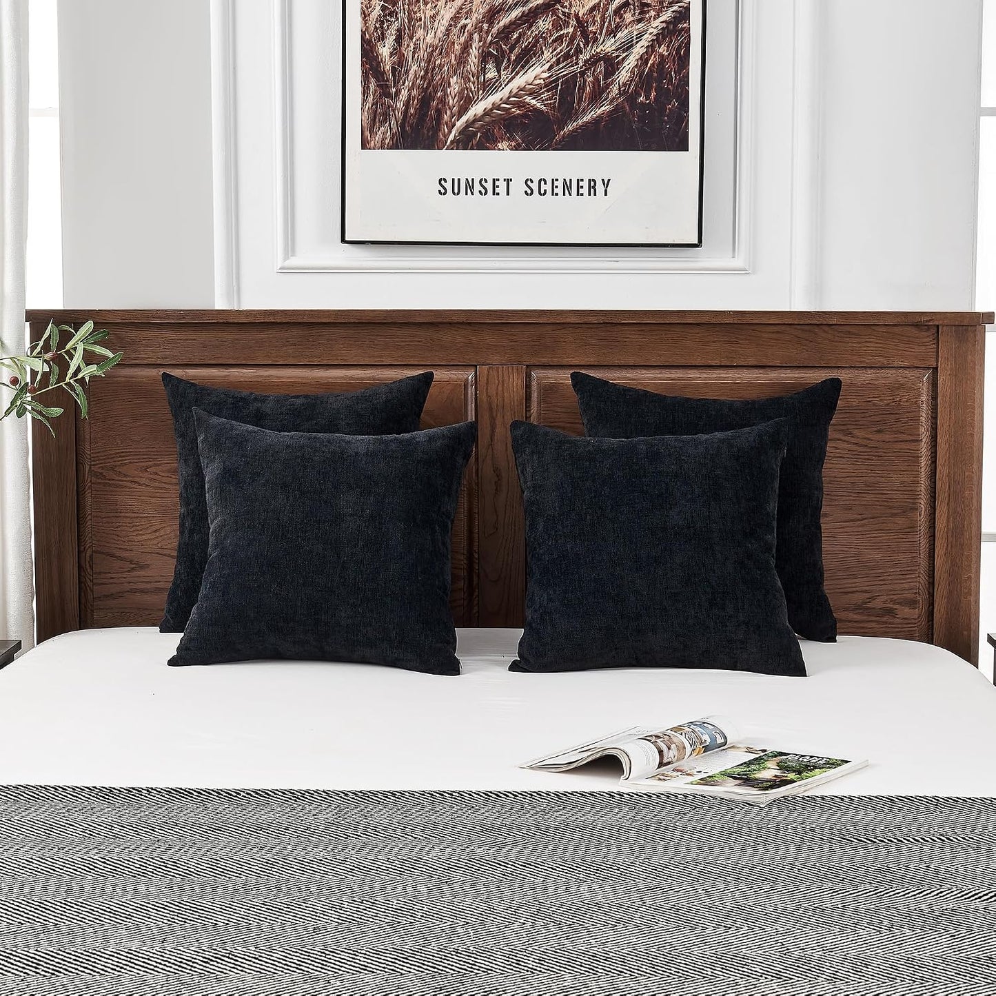 GAWAMAY Lumbar Support Pillow Decorative Rectangle Throw Pillow Covers 12"x20" Inch Set of 2, Soft Chenille Fall Pillowcase for Living Room Bedroom Sofa Couch Cushion Cover Grey 30x50cm (No Insert)