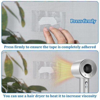 Gray Fiberglass Screen Mesh Patch Tape 2" x 35FT Strong Adhesive Repair Kit | Strong adhesive fiberglass mesh repair kit for screen holes and tears, easy to cut and apply, waterproof indoor outdoor