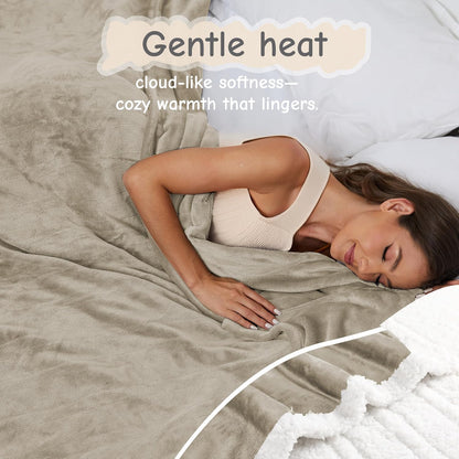Soypipo Electric Heated Throw Blanket 50"x60", Faux Fur Plush with 4 Heat Settings & 2/4/8/10H Auto Shut-Off, Overheat Protection, Machine Washable, for Office & Chair, Dark Grey