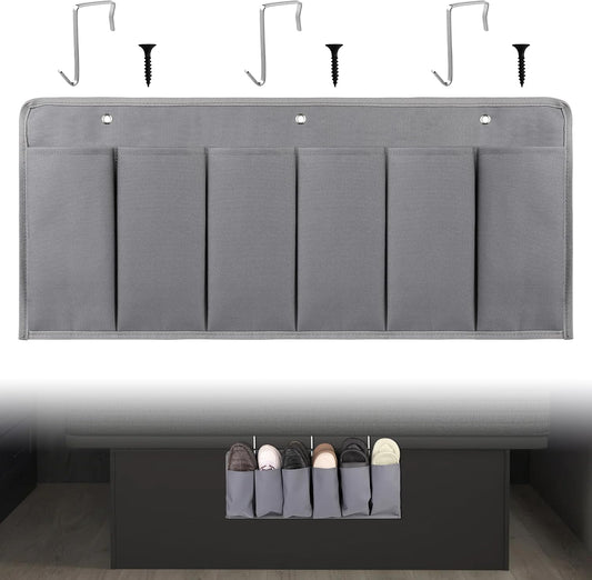 RVZONE 6‑Large‑Pocket RV Bedside Hanging Organizer with Sturdy Hooks