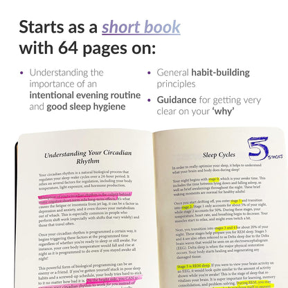 Habit Nest Sleep & Evening Routine Sidekick Journal A journal that coaches you through maximizing sleep quality & building a nightly routine that improves your quality of life.