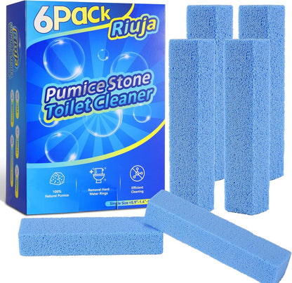 Riuja 6 Pack Pumice Stone Toilet Bowl Cleaner, Pumice Stone for Cleaning | Scouring Stick Removes Hard Water Ring & Rust Stain, Easy to Shape Powerfully Cleans Toilets, Ceramic, Grill, Tub, Pool, Sink
