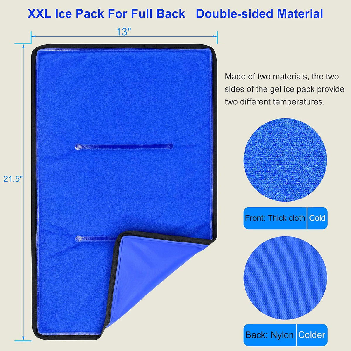 Koo-Care Large Flexible Gel Ice Pack for Injuries Reusable Hot Cold Compress - Fit for Shoulder Arm, Back, Hip, Knee, Shin, Foot Pain Relief, Swelling, Physical Therapy (L, 11" x 14") Pack of 2