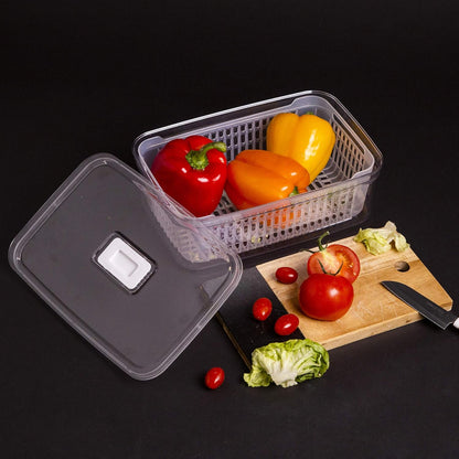 BINO | Produce Saver - 23.7 Cup/5.6L | Fridge Storage Containers for Fruits and Vegetables | Vegetable Storage with Adjustable Air Vent, Removable Basket | BPA-Free Fridge Organizers and Storage