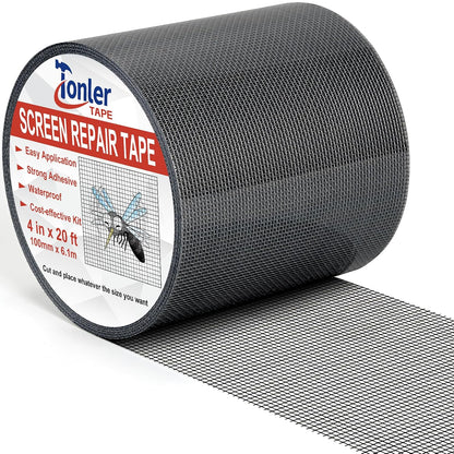 Gray Window Screen Repair Tape 2" x 40FT Fiberglass Strong Adhesive | Waterproof fiberglass mesh repair patch, fixes holes and tears, easy to cut and stick for window door screen repair