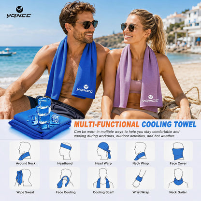 YQXCC 4 Pack Cooling Towels 40"x12", Cold Cool for Neck & Face | Cooling Neck Wraps, Soft Breathable Microfiber Chilly Towels, Ideal for Gym, Yoga, Golf, Running, Camping & Hot Weather